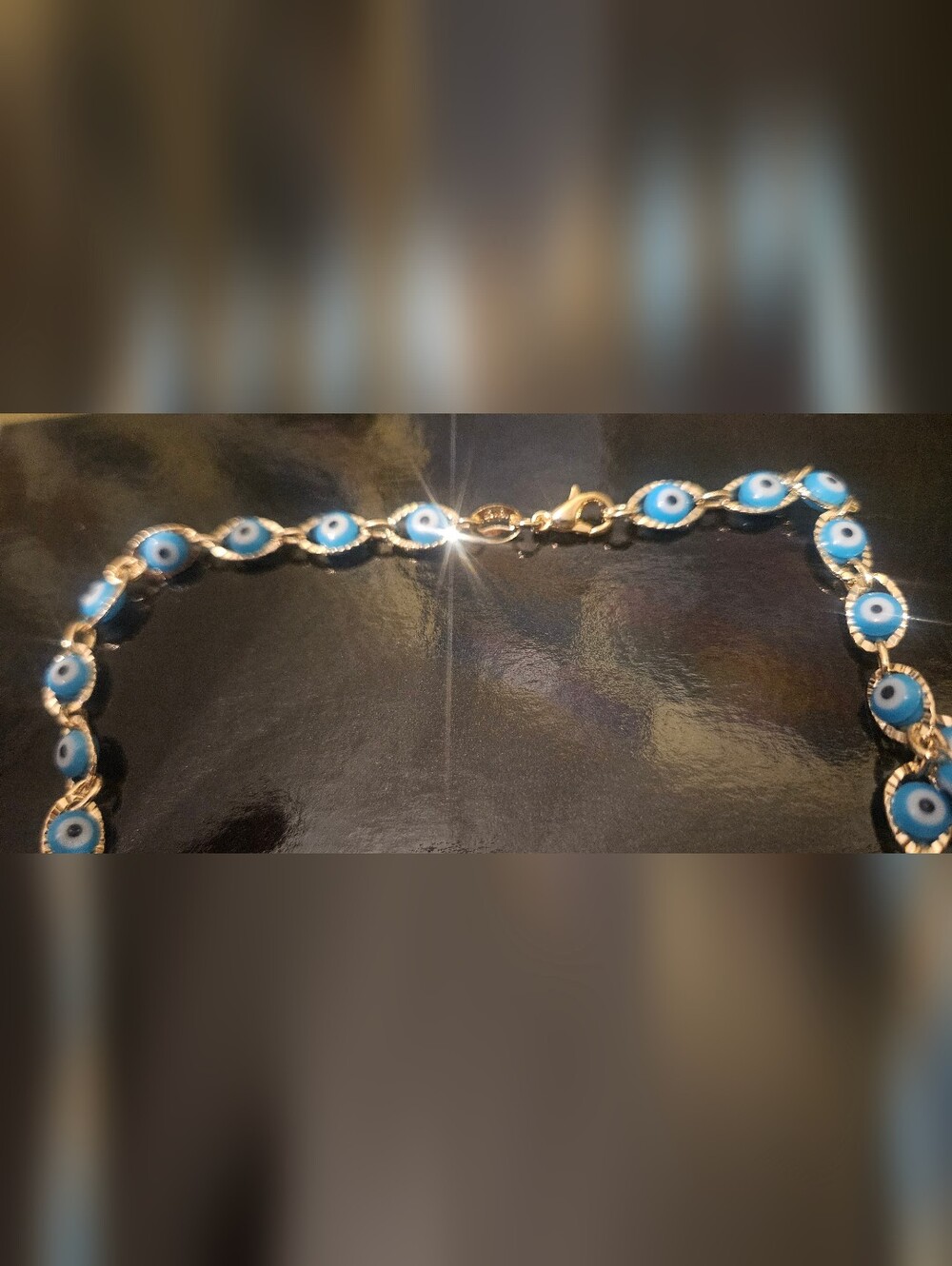 Blue Evil Eye Chain Necklace - Women Jewelry. New - Picture 3 of 3